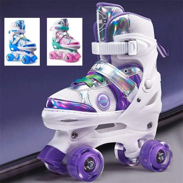 4 Wheels Skates Double Row Roller Skate Shoes Adjustable Size Beginner Kids Outdoor Skating Inline Ice Rink Training 240312bj