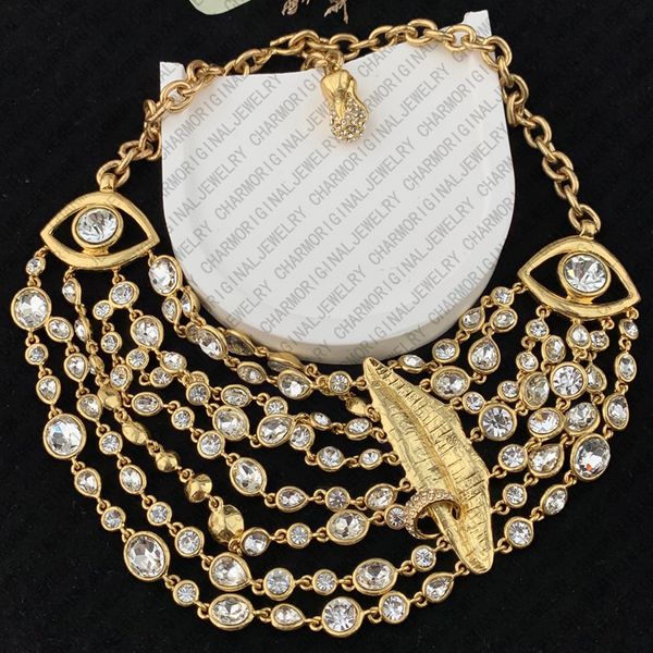 

schiaparellinecklace designer necklace women Multi Layer Diamond Necklaces Eye Lip Pendant Luxury Jewlery Designer for Women Artistic Surreal Statement High End