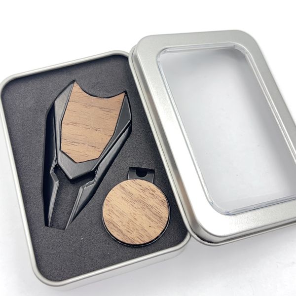 Hot Selling Half Shield Shape Golf Divot Tool with Hat Clip Wooden/Metal Golf Marker Customizable Logo DIY Gift for Friends