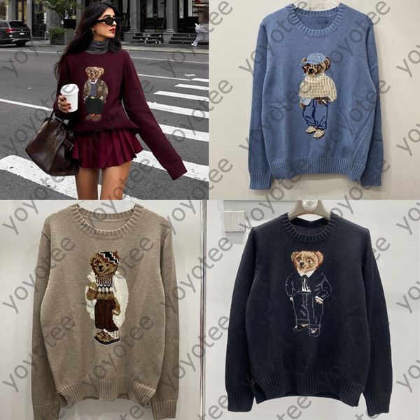 

Women' Sweaters Fashionable Autumn And Winter New Style Knitted Sweater With Bear Embroidery And Cartoon College Wind Knitted Top, R16