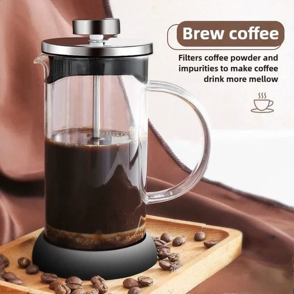 350-1000ml Stainless Steel Glass Coffee Maker French Press Coffee Pot Heat Resistant Borosilicate Glass Tea Pot Cafe Percolator 250408