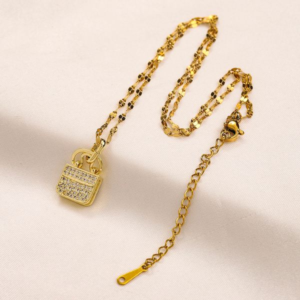 

Never Fading Gold Plated Brand  Pendants Necklaces Stainless Steel Letter Choker Pendant Fashion Necklace Beads Chain Famous Jewelry, White