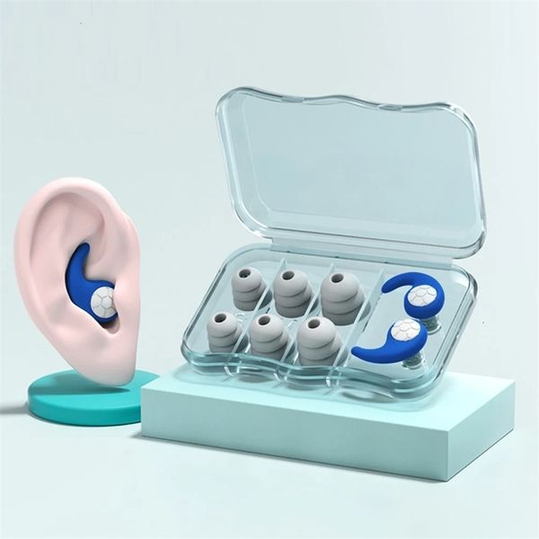 Silicone Sleeping Ear Plugs Sound Insulation 3 Layer Anti-Noise Earplugs Waterproof Soft Diving Ear Plugs 3 Size for Adults Kids 250415