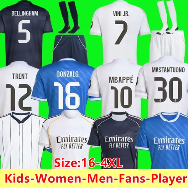 25 26 MBAPPE VINI JR BELLINGHAM Soccer Jerseys RealMadrid Camiseta de futbol Home Away 3rd GONZALO RODRYGO VALVERDE Kids Men Fans Player Football jersey Kit 3XL 4XL