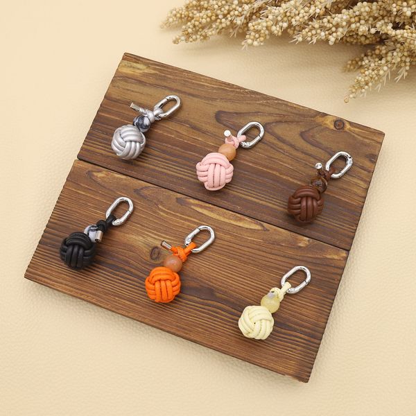 Designer Keychain Series Handmade Woven PU Ball Keychains - DIY Bag, Shoe, and Hanging Accessories H260120