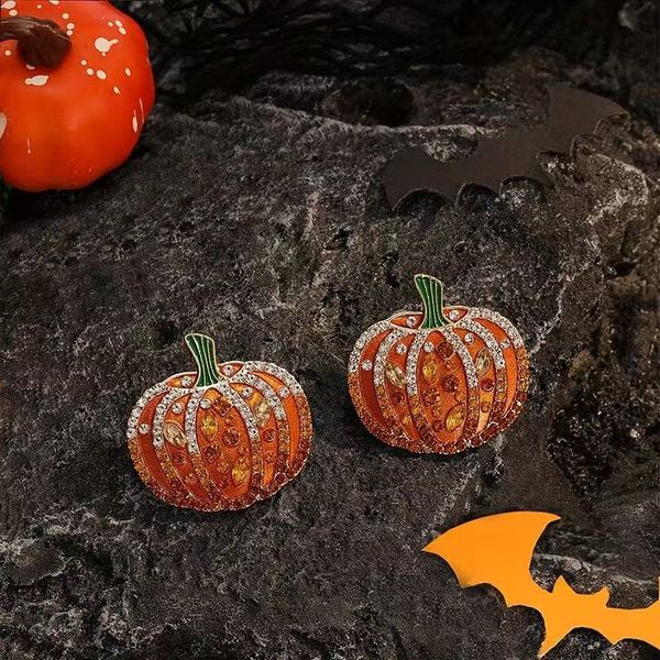 

Personalized Creative Alloy Statement Rhinestone Pumpkin Earrings Light Luxury Fresh Style, Women's Cute Pumpkin Earrings