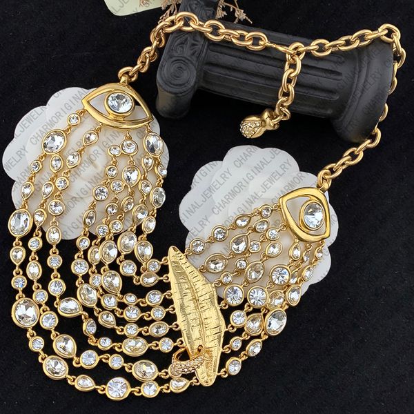 

schiaparellinecklace designer necklace women Multi Layer Diamond Necklaces Eye Lip Pendant Luxury Jewlery Designer for Women Artistic Surreal Statement High End