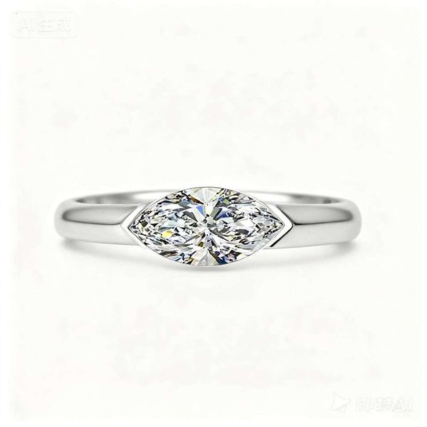 

Luxury 925 Sterling Silver Moissanite Ring Designer For Men Women Horse-eye Rings Gold Plated 1CT Moissanite Diamond With Certificate Valentines Days Gift