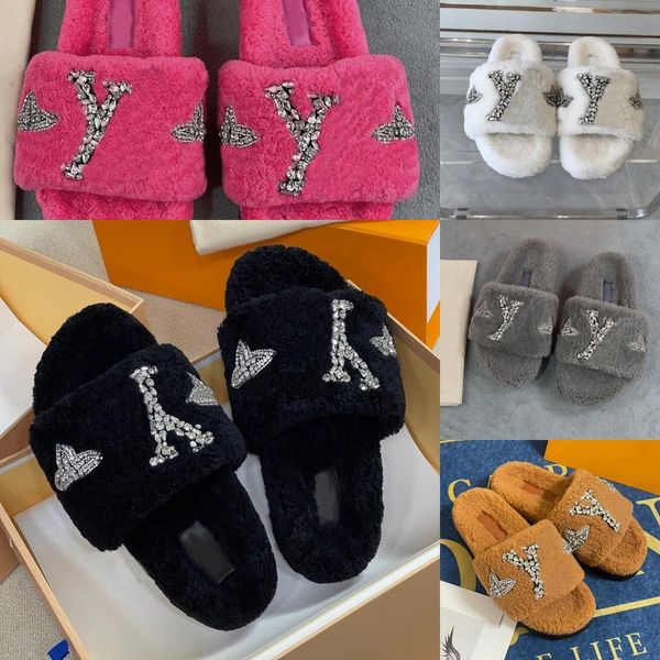 

With Box Winter designer warm cotton slippers height increase slipper Platform Hairy slippers for women wearing fashionable plush for home use, Color#3