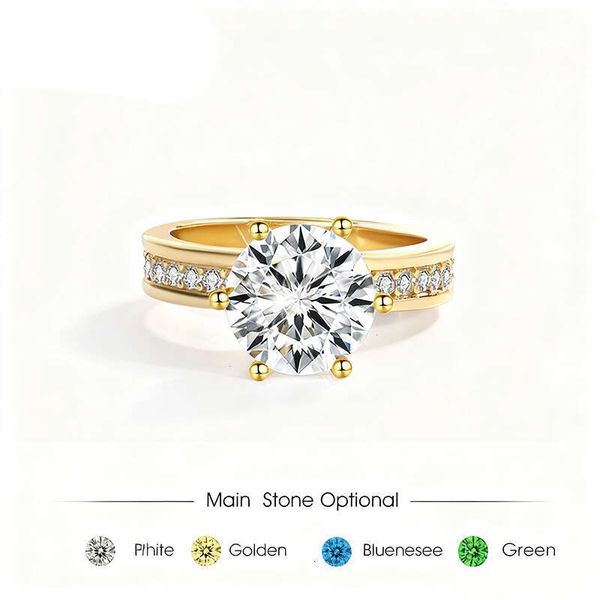 

Luxury 925 Sterling Silver Ring Designer For Women 2/3/5CT Moissanite Ring Womens Classic Gold Plated 1 Diamond Ring Girls Wedding Engagement Jewelry Gift