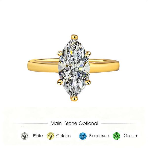 

Luxury S925 Sterling Silver Moissanite Ring Designer For Men Women Gold Plated 1-3CT Moissanite Diamond With Certificate Horse-eye Rings Valentines Days Gift