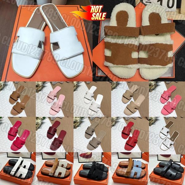 

designer slides slippers fur slippers fleece-lined sandals womens luxury women triple black white brown leather suede flat beach slide black ladies outdoor shoes, Acid blue