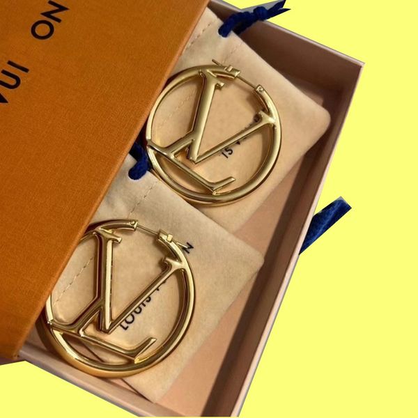 

Earings Designer For Women Luxury Jewelry Livs Gold Hoop Earrings Fashion High Quality Jewelry With Box Valentines Day Gifts 4CM 18K Gold Plated