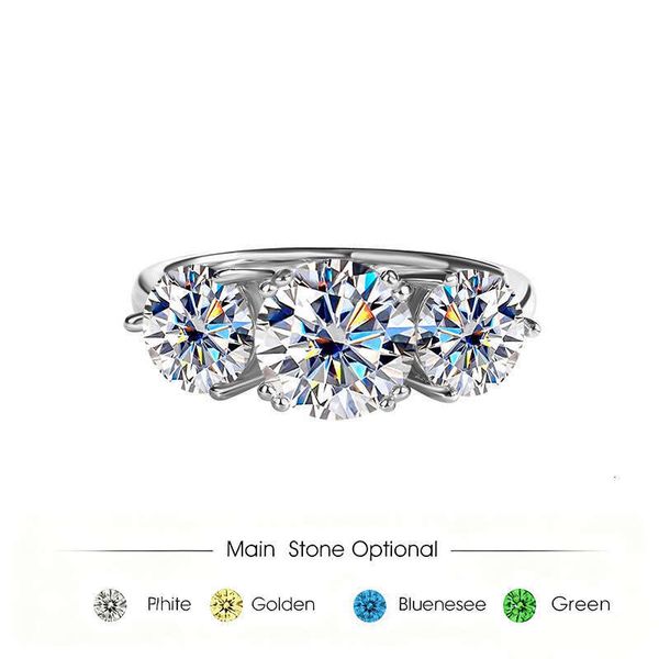 

Luxury Moissanite Rings Designer For Women 925 Sterling Silver Ring VVS1 4/5CT 3 Moissanite Pass Diamond Tester Wedding Rings Designer Jewelry Woman Gift With Box