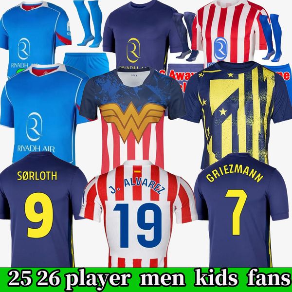 4XL 25- 26 Club Atletico de MadridSs Soccer Jerseys 2025 2026 Player Version Men Uniforms Football Shirts J.ALVAREZ GRIEZMANN M.LLORENTE KOKE ATM r Kids Kits Goalkeepec
