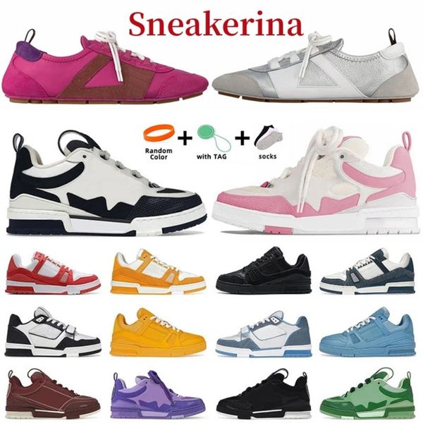 

Sneakerina shoes Designer Luxurys designer mens women trainers casual shoes Sneaker triple white pink sky blue black yellow denim sneakers, Color#4
