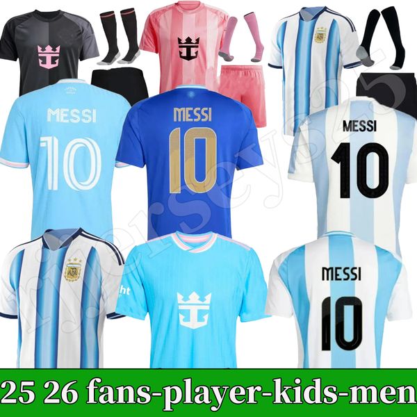 25 26 Argentinas soccer Jerseys MESSIS GARNACHO DE PAUL National Team MARTINEZ Fans Player versio Maradona Football Shirts 2025 SUAREZ Miamis FC Women men kids KitAA