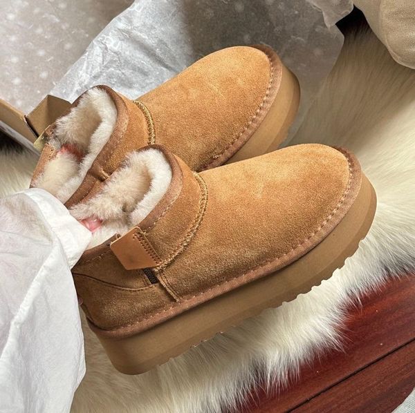 

(order by picture, not the written color name) Fashion Designer Women's Platform Zip Boots Plush Warm Boots Outdoor Cold Weather Boots Ankle Boots 33069, Brown