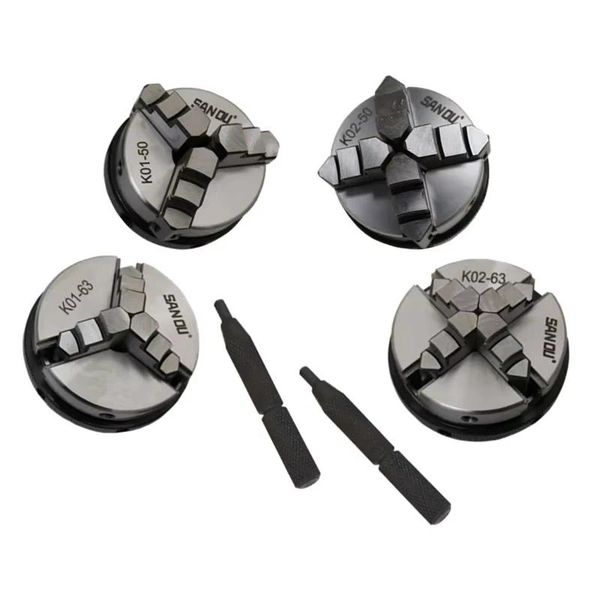 

3 Jaws 4 Jaws Wood Lathe Chuck Clamp Accessory 50mm 65mm Self-center Chuck Set Connecting Rod for Wood Router CNC Machine