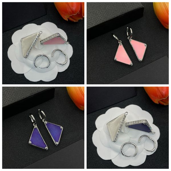 

Fashion Designer Earrings Gold and Silver Earrings Triangle 925 Silver Needle Women's Earrings Holiday Gift