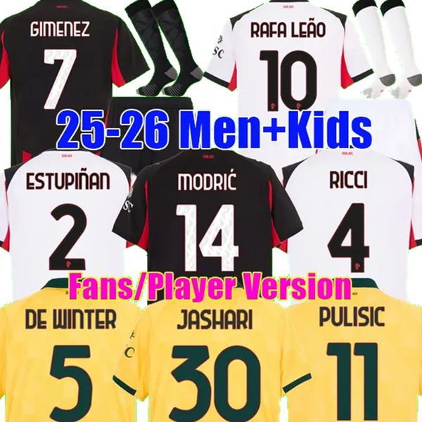 NKUNKU RICCI GIMENEZ MILANS RAFA LEAO Soccer Jerseys MODRIC PULISIC 2025 2026 LOFTUS-CHEEK JASHARI PAVLOVIC ESTUPINAN TOMORI RABIOT 25 26 mens kids Football shirts