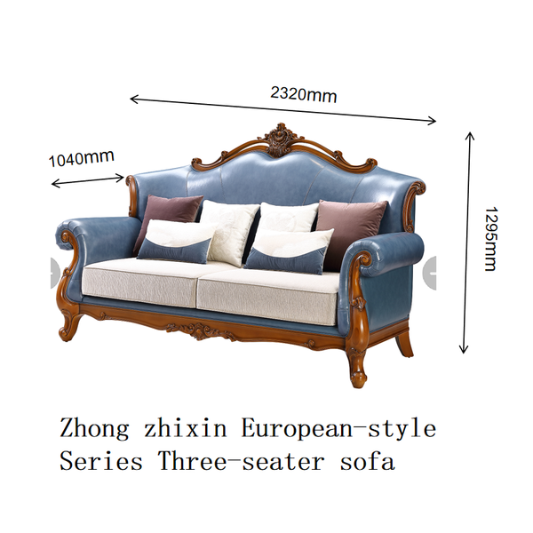 

Zhong zhixin Luxurious sapphire blue sofa Solid wood and genuine leather large sofa crafted with care by Danish designers