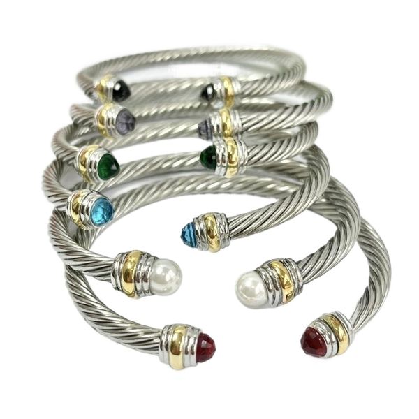 

Designer Bracelet Twisted Rope 925 Silver Open Bracelet Vintage Pearl Inlaid Bracelet Neutral Niche Punk Design Luxury Jewelry Various Styles Holiday Gift