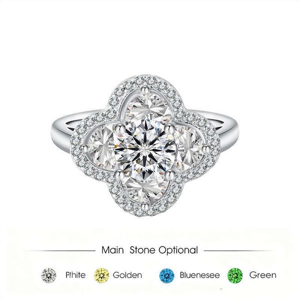 

Fashion 925 Sterling Silver Ring Designer For Women Classic Micro Inlaid Diamond Moissanite Ring Clover Ring Girls Wedding Engagement Jewelry Gift