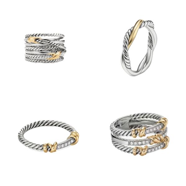 

Designer Ring Vintage Unisex 925 Silver Ring Niche Twist Braided Diamond Ring Fashion Punk Jewelry Multi-layer Ring High Quality