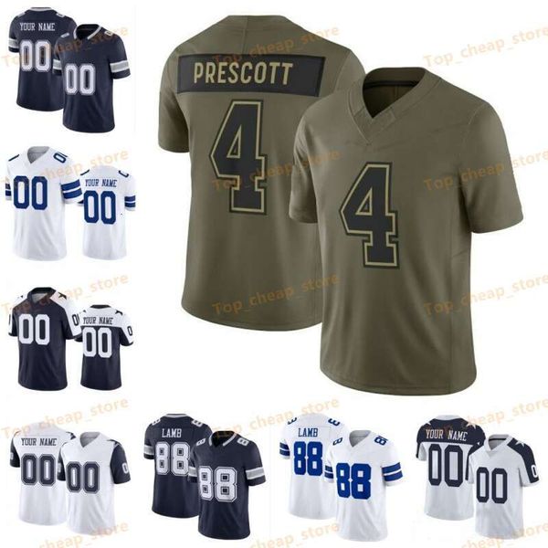 Tyler Booker CeeDee Lamb Salute to Service Football Jersey Dak Prescott DeMarvion Overshown Micah Parsons Tony Pollard Jake Ferguson Mazi Smith Tyler Guyton Bland