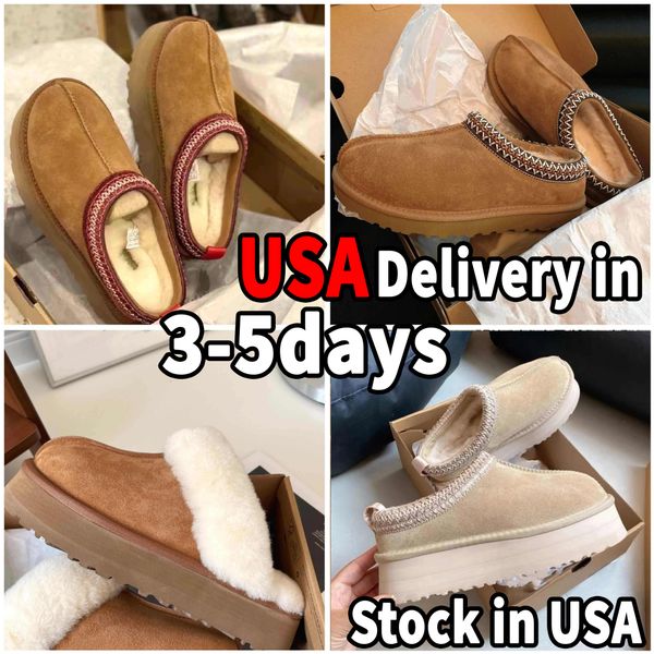 Tasman Slippers Designer Shoes Platform Slides Boots Womens Tazz Ultra Mini Chestnut Wool Fluffy Fur Leather Women Foot Warm Top Quality Fast Logistics