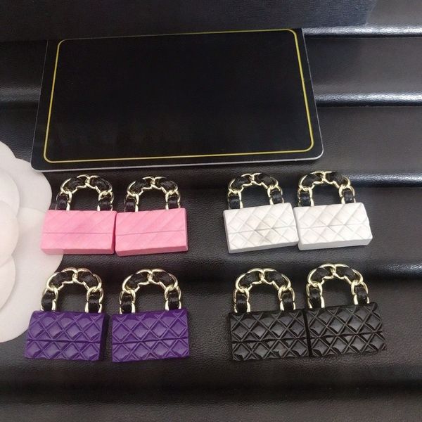 

Mini Bag Shape Earrings Designer Earrings Women Pearl Diamond Earrings Wedding Party Jewelry Multiple Colors