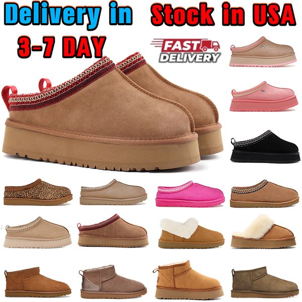 Womens tazz slippers tasman fur slides classic ultra mini platform snow boot Suede slipper new chestnut men ankle boots winter shoes australian designer booties