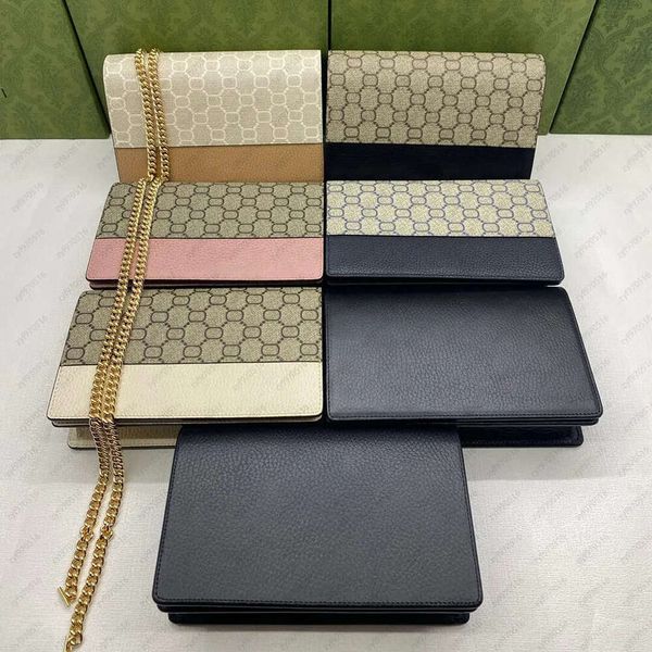

Shoulder 10A High quality cosmetic Wallets leather designer chain Daily Outfit Women crossbody Classic flap lady Clutch bag 0041, Black skin and black chain