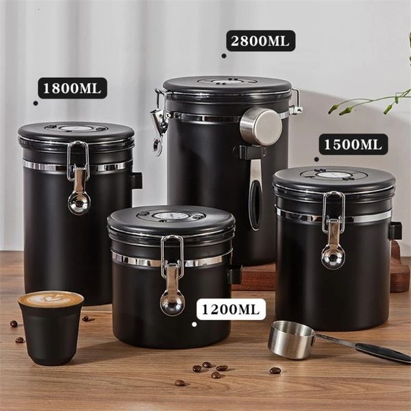 Coffee Storage Container with Spoon Great for Beans and Tea Jars 12L15L 18L28L Stainless Steel Airtight 240520