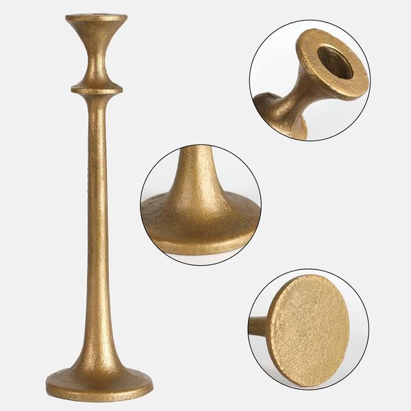 

Custom Iron Taper Candle Holder - Set of 3 Decorative Candle Stand - Candlestick Holder for Wedding, Dinning, Party - Antique Brass
