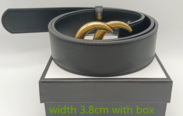 

Designer Belt for Men Luxury Women Designer Belts Black Leather Business Womens Classic Big Gold Buckle Cowhide Width 2.0cm3.0cm 3.4cm3.8cm With Box, No1