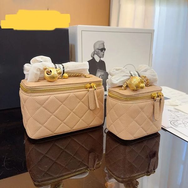 

Fashion Handbags Women's Designer Bag Caviar Color Leather Gold Spherical Metal Accessories Chain Zipper Cosmetic Bag002, Color 3