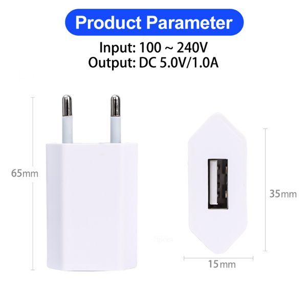 5V 1A EU Mobile Phone Charger Fast Charging for Iphone Samsung Single USB 2025 Port Quick Socket Cube Adapter