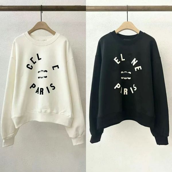 

Women Sweatshirts Fleece Printed Round Neck Hoodies Designer Cotton Casual Pullover Jumpers Sport Fashion Sweater, Black