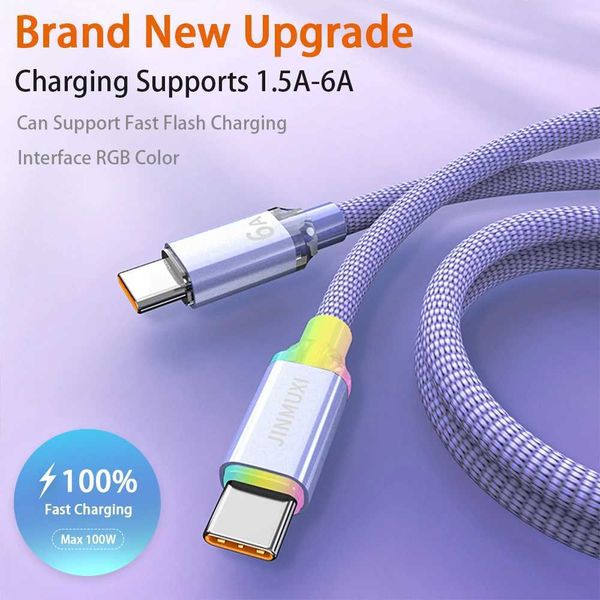JINMUXI USB Type C Fast Charging Cable 20w-120w 1.5A-6A For Redmi Oneplus 1516 Fast Charging Data CableXJ250103