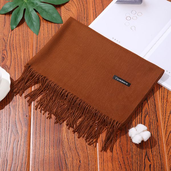 

10782 Pure color thick long scarf autumn and winter no pilling tassel shawl