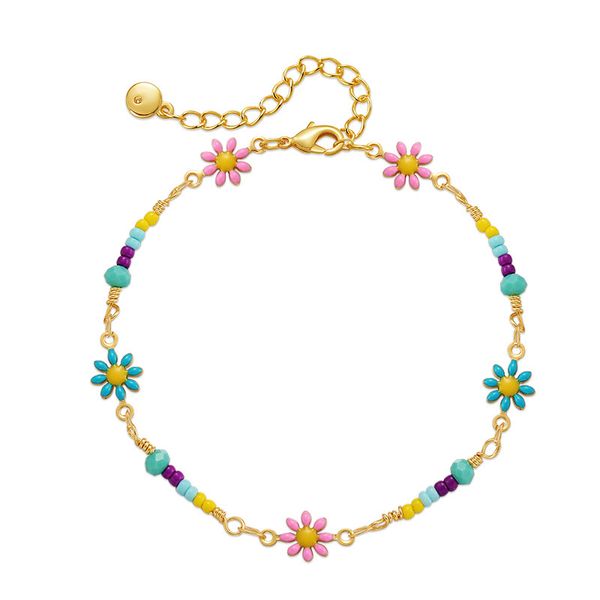 

Exotic Daisy Design Colorful Drip Oil Flower Bracelet Simple Style Small Rice Bead Bead Bead Small Fresh Bracelet