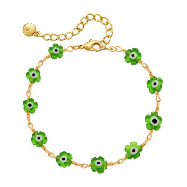 

SHEIN Cross border New Product Small Fresh Green Flower Bracelet Bohemian Style Simple Vacation Style Versatile Handmade