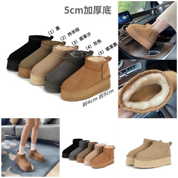 

New Designer Tasman Slippers Women tazz Slippers Retro Australia Fur Sheepskin Classic Ultra Mini 5cm thick bottom Boot Winter Slip-on Shoes Suede Wool, Ug012