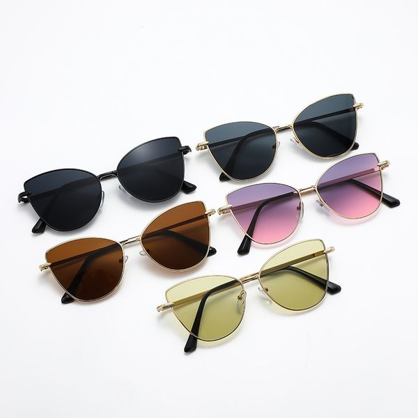 

European and American modern fashion retro ins butterfly frame cat eye sunglasses designer women's metal glasses trendy sunglasses