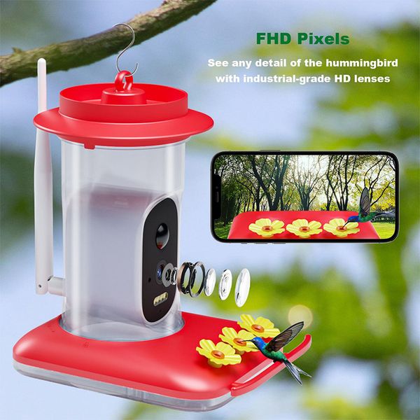 

Smart Hummingbird Feeder Bird Pet Feeder Outdoor APP WIFI Ant-proof AI Bird Recognition Camera for Canary Hummingbirds