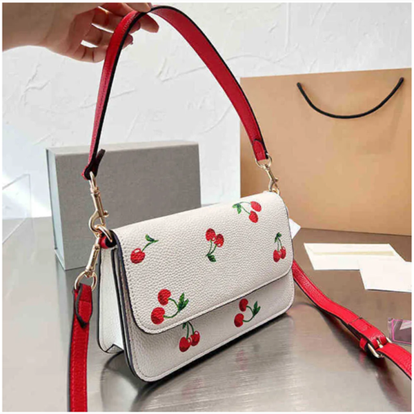 

New Shoulder Bag Crossbody s For Women Totes Cherry Pattern Leather Designer Handbags Messenger s Purses Ladies Wallets, Colour 1