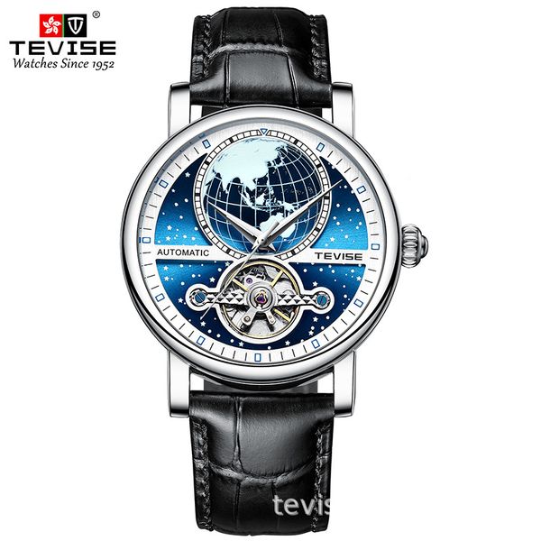 

TEVISE 2024 New Style Hollow-out Automatic Mechanical Men's Leather Strap Casual Waterproof Watch T030-T867K, T030-3