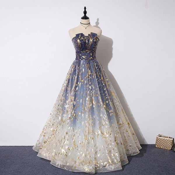Dinner annual meeting tube top bride toast long European and American puffy skirt